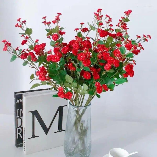 Fleurs décoratives 60cm ROSCEE ROSE Bouquet de fleurs artificielles Set Pu Fake Living Room Decorations Table Mariage Amosphère de Noël Amosphère