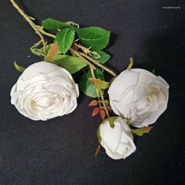 Dekorative Blumen 60 cm Rose Künstliche 3 Köpfe Rosa Weiße Seidenblume Für DIY Zuhause Hochzeitsdekoration Lotus Tee Pflaume Gefälschter Blumenstrauß