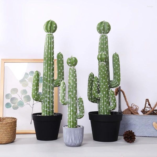 Flores decorativas de 60 cm Plantas tropicales Gran rama de árbol de cactus artificial planta suculenta espuma de espuma de espina Desierto para jardín doméstico