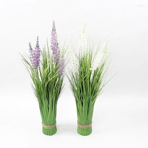 Decoratieve bloemen 60 cm met bloemgroene ui gras kunstmatige plastic plant