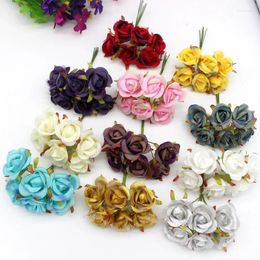 Fleurs décoratives 60pcs 3cm Artificiel Rose Silk Organza Flower Bouquet DIY Courmoise