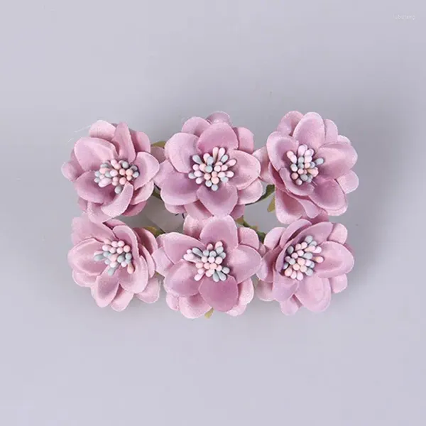 Flores decorativas 60 piezas 3 cm Mini ramo de rosas artificiales de seda para decoración de boda DIY Scrapbooking guirnalda caja de regalo artesanía falsa