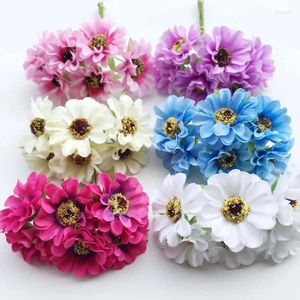Decoratieve bloemen 60 stks 4 cm zijdestof Chrysanthemum Artificial Daisy Flower Bouquets For slinger Hair Corsage Wedding Scrapbooking