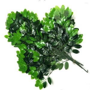 Decoratieve bloemen 60 -stcs/Lot Artificial Green Leaf Plants 50 Bladeren 3 takken Tree Silk STEM Wedtaal Tuin Decoratie
