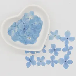 Fleurs décoratives 60pcs pressés ciel séché Blue Hortensia Herbarium fleur pour la résine époxy Bouions de téléphone