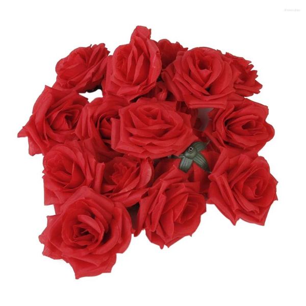 Flores decorativas 60 piezas Flor de rosa Rosas de aspecto real artificiales para bricolaje Ramos de boda Centros de mesa Fiesta de despedida de soltera Hogar (