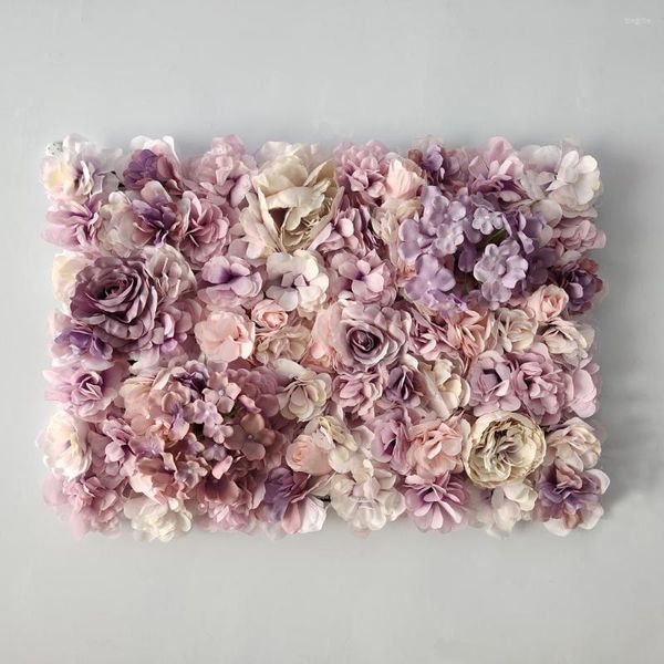 Flores decorativas 60x40cm artificiales DIY decoración de boda paneles de pared de flores seda rosa púrpura romántico telón de fondo Deco