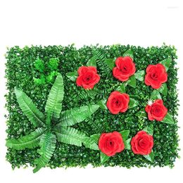 Fleurs décoratives 60x40cm Plante Artificielle Pelouse Mur Simulation Herbe Feuille Panneau Maison Jardin Vert Décoration Fond Porte Boutique Toile de Fond