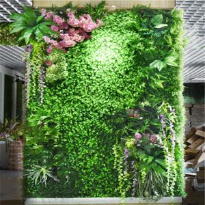 Decoratieve bloemen 60x40cm Groene kunstmatige planten Wandpaneel Plastic buiten gazons Decor bruiloft achtergrond feest tuin gras bloem