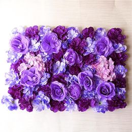 Fleurs décoratives 60x40cm soie Rose panneaux muraux artificiels bricolage décoration de mariage Simulation violet romantique toile de fond décor