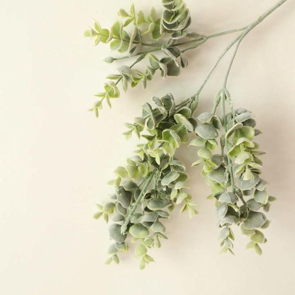 Flores decorativas 62 cm Eucalipto artificial Púrpura Planta suculenta DIY Hojas falsas de invierno Blanco Verde Boda Decoración del hogar Flor artesanal