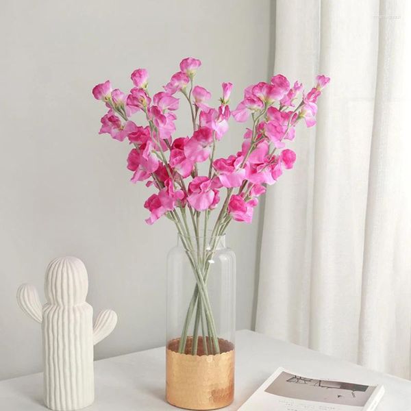 Flores decorativas 62 cm de guisantes fragantes artificiales y decoración de la sala de estar mariposa tofu budding pografía accesorios