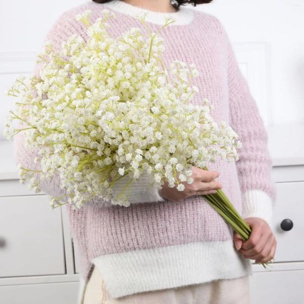 Fleurs décoratives 62 cm faux gypsophile bricolage artificiel bébé respiration fleur florale plantes en silicone pour l'arrangement de décoration de mariage à la maison