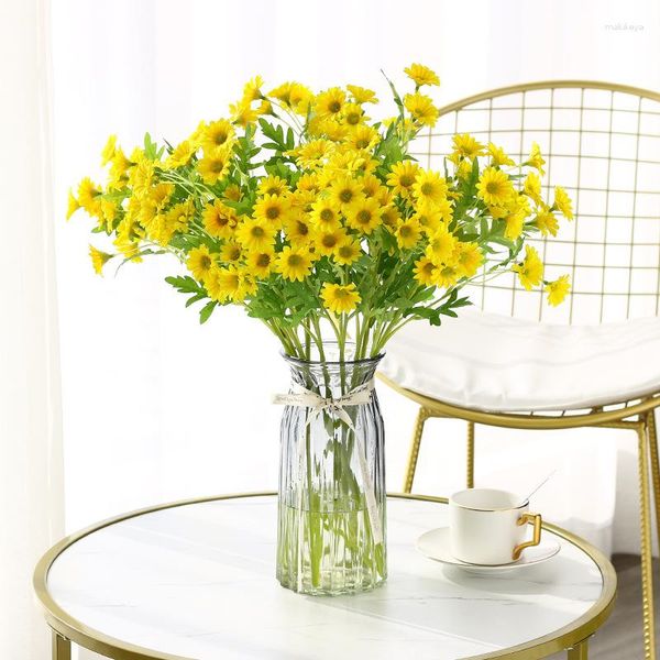 Fleurs Décoratives 63CM Artificielle 16-tête Soleil Chrysanthème Intérieur Arrangement De Fleurs Accessoires Camomille Décoration De Mariage Petite Marguerite