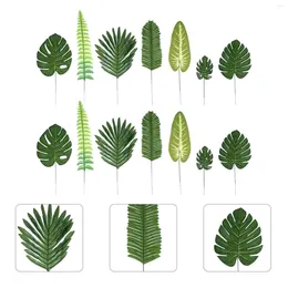 Decoratieve bloemen 63pcs Simulatieblad Kunstbladeren Tropische groene planten Ornamenten Stengels