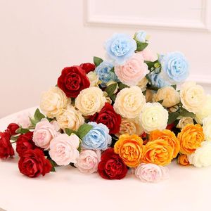 Fleurs décoratives 65 cm Rose Soie Pivoine Artificielle Rose De Mariage Maison DIY Décor Haute Qualité Grand Bouquet Accessoires Artisanat Faux Fleur