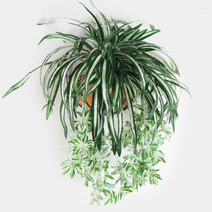 Fleurs décoratives 65 cm Plante de verdure réaliste pour vase Fake chlorophytum bonsaï en pot 5 têtes plantes artificielles de mariage décor de jardin de mariage