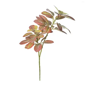 Fleurs décoratives 65cm, plante à feuilles rouges en plastique, Arrangement de fausses fleurs ornementales artificielles d'intérieur pour la décoration de la maison et du bureau