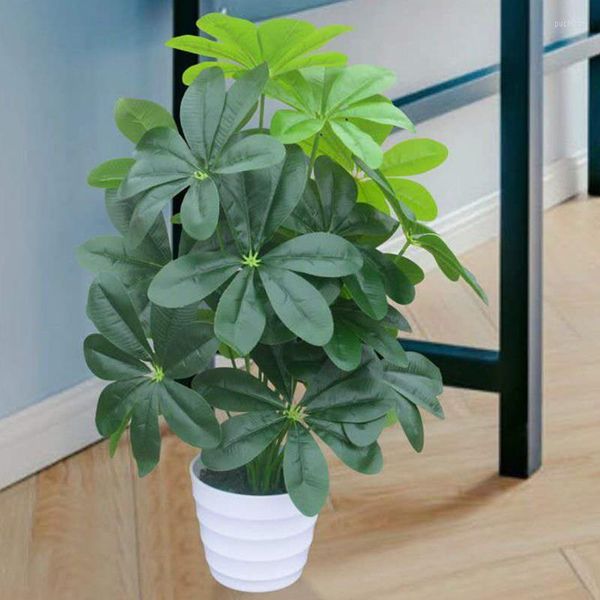 Fleurs décoratives 65cm18 fourchettes plantes tropicales artificielles branche de palmier en plastique intérieur vert faux art en pot matériel d'aménagement paysager maison