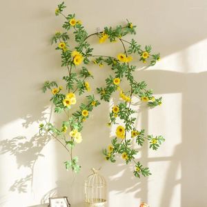 Fleurs décoratives 66 têtes 1.75M marguerite soie chaîne fleur solaire artificielle blanc bleu rose jaune camomille