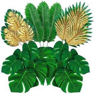 Fleurs décoratives, 66 pièces, 6 sortes de feuilles de palmier artificielles avec fausses tiges, plante tropicale, Simulation Safari pour décoration