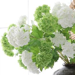 Flores Decorativas 67 cm Toque Hidratante Artificial Hortensia de PVC 3D 2 Cabezas Decoración de Mesa Festiva para Bodas en casa Decoraciones de Flores Falsas