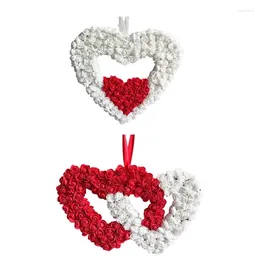 Decoratieve bloemen 67jb dubbele hartvormige krans hangende ornament-decoraties voor Valentijnsdag