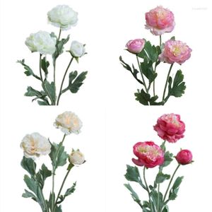 Fleurs décoratives 67Je 38cm Ranunculus asiaticus pour la décoration de fête de mariage de mariage artificiel