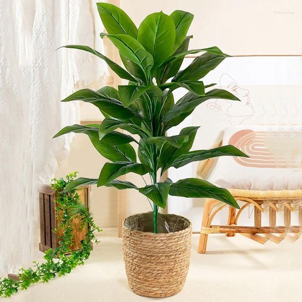 Flores decorativas 68 cm-85 cm Grandes plantas artificiales rama tropical falsa hojas de árbol de árbol real de plástico para la decoración del jardín del hogar