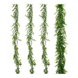 Fleurs décoratives 6 pieds 3 Pack Artificial Garland Greenery Vins Vines Garlands Green suspension Feuilles de mariage
