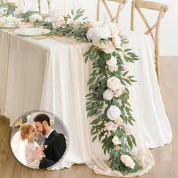 Fleurs décoratives 6ft Eucalyptus artificiel Garland Runner avec table de mariage rose table centrales florales rusés boho décoration intérieure