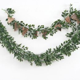 Fleurs décoratives 6 pieds vertes guirlande artificielle qui laisse vigne verterie suspendue Noël rotin pour le mariage anniversaire fête à la maison ly