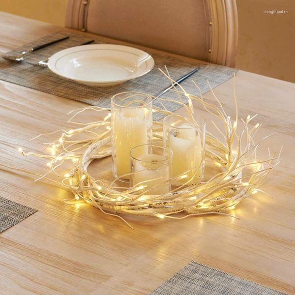 Fleurs décoratives 6Ft Vignes Branche Lumière 48 LED Batterie Noël Fée Guirlande Flexible DIY Willow Vine Pour La Maison Mur Partie Décor