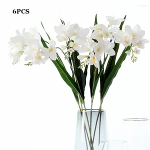 Fleurs décoratives 6pc Film long de branche Sentille Cymbidium Artificiel pour le mariage décor Real Touch Fake Home salon orchidées florales