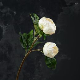Fleurs décoratives 6pcs 55cm Artificielle Pivoine Bourgeon Fleur Wyman Série Haute Qualité Deux Têtes Style Européen Noyau Décoration De Mariage