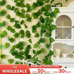 Fleurs décoratives 6pcs / 7pcs / 9pcs ivy simulation vigne verte plante décoration de maison de la maison artificielle