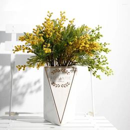 Fleurs décoratives 6pcs fleur de haricot d'acacia artificielle jaune mimosa peluche pudica spray cerise soie faux pour la décoration de la maison de mariage de bureau
