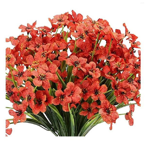 Flores decorativas 6 piezas ramo artificial simulación de plástico sandía rojo fiesta arreglos de mesa decoración