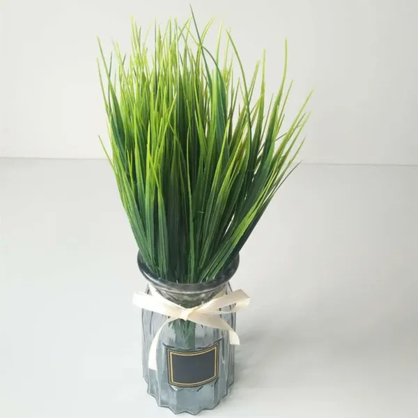 Flores decorativas 6 piezas Arbustos artificiales Faux Plastic Wheat Wheat Outdoor Greenery Greeny