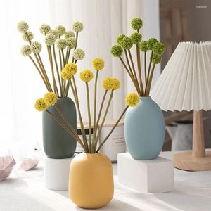 Fleurs décoratives 6pcs Fleur artificielle Piscousie Ball chrysanthemum mousse faux salon décoration de mariage en pot bouquet