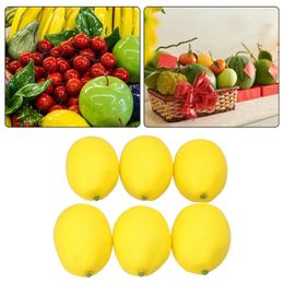 Fleurs décoratives 6pcs citrons artificiels en plastique faux fruits pour la décoration de la maison des accessoires