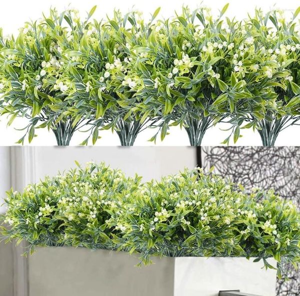 Fleurs décoratives 6pcs Plantes Artificielles Faux Simulation Feuilles De Bambou Bionique Vert Pour Intérieur Salon Vitrine Aménagement Paysager