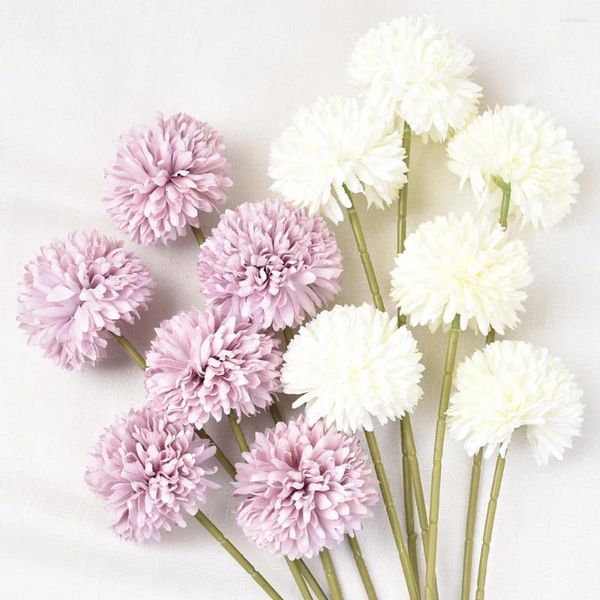 Fleurs décoratives 6pcs Artificiel Silk Plastic Chrysanthemum Ball Fausse fleur pour la fête de mariage Home Garden Cafe Office Bureau Bouquet Decor