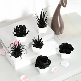 Fleurs décoratives 6pcs Bonsaï de plante noire succulente artificielle utilisée pour le bureau à domicile Restaurant du centre commercial Décoration de table