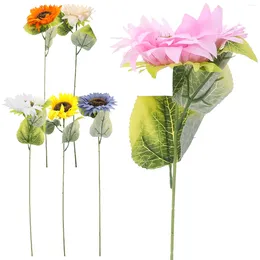 Flores decorativas 6 piezas de girasol artificiales con tallo largo para el hogar Decoración de arreglos florales