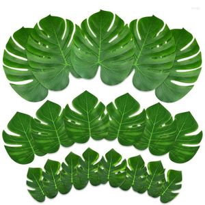 Fleurs décoratives 6pcs Feuilles de palmier tropicales artificielles Hawaiian Luau Party Summer Jungle Thème Décoration Mariage Anniversaire Maison Table Decor