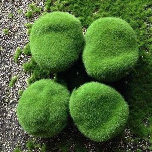 Flores decorativas 6 piezas Fake Moss Rock Flocado Piedra Césped Micro Paisaje Suculento DIY Accesorios de decoración Hierba Acuario Planta de jardín