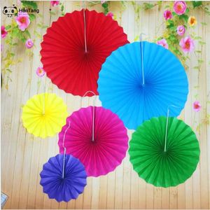 Decoratieve bloemen 6pcs Fashion Paper Fan Flower Set of OrnamensSl Round Diy Craft Hanging Small Wedding Party Decoration Supplies 5Z WREA