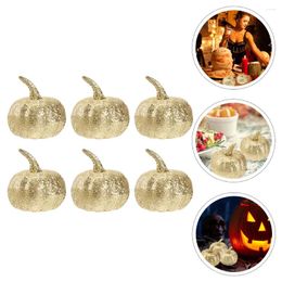 Decoratieve bloemen 6pcs Glitter Pompoen kunstmatige pompoenen voor DIY Craft Fall Harvest Thanksgiving Party Decoration (Golden)