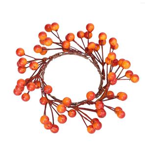 Fleurs décoratives 6PCS Halloween Bougie Anneaux Guirlande Automne Artificiel Avec Des Baies Orange Pour Thanksgiving Récolte Célébrer